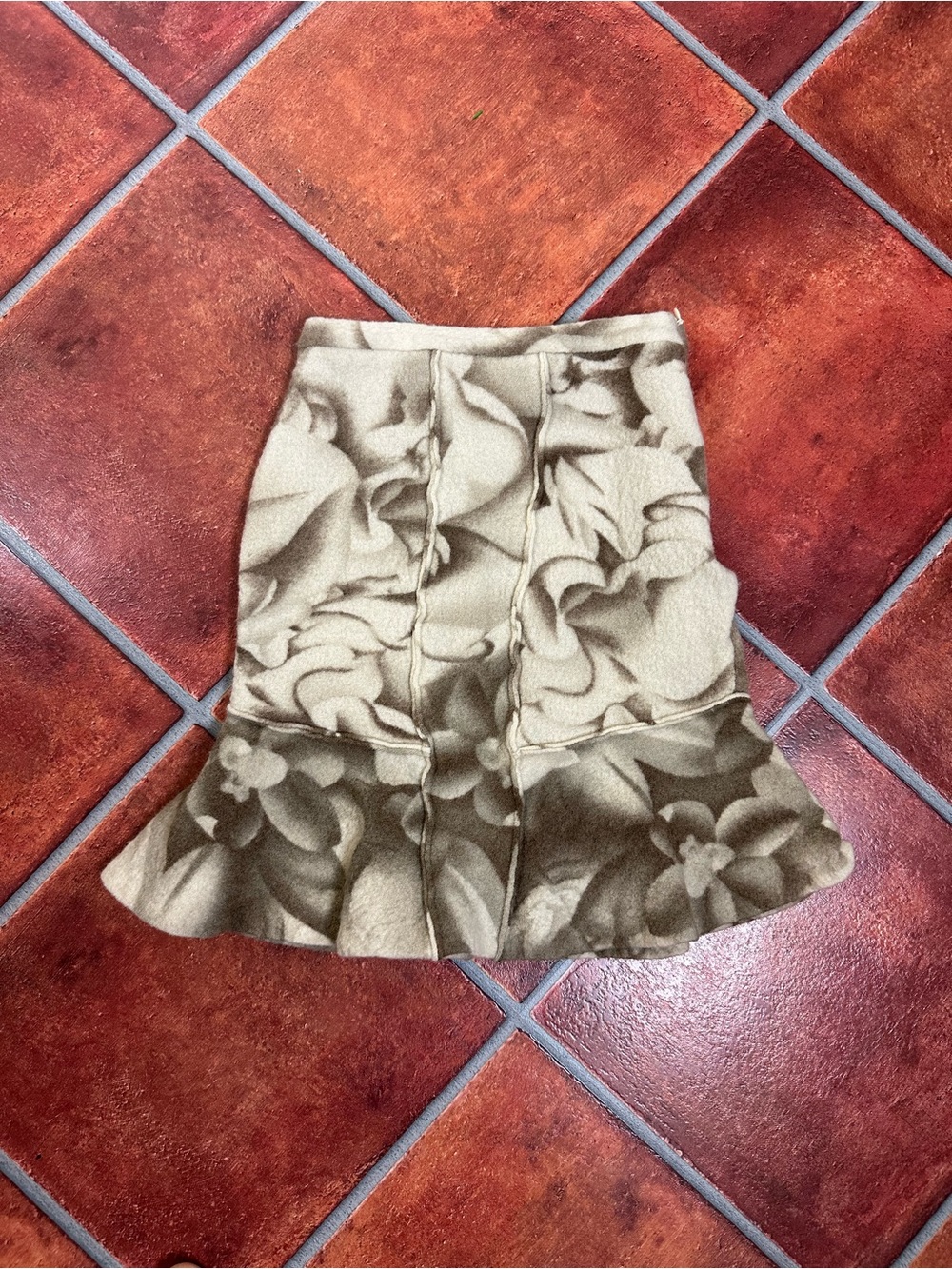 Anthropologie x Moth Stretch Wool Ruffle Hem Skirt